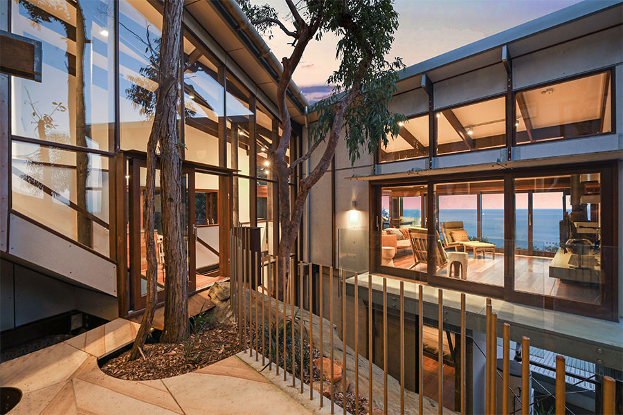 Large glazed areas in courtyard