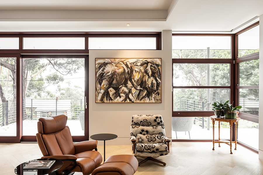 Inside view of bushfire safe windows - living room