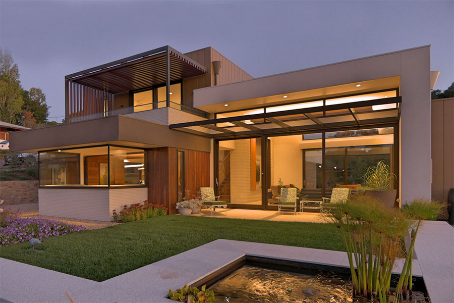 Various doors and windows including modern bay window