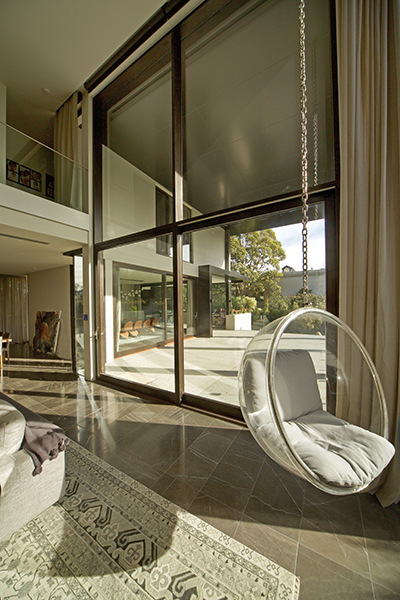 Facade with giant sliding doors