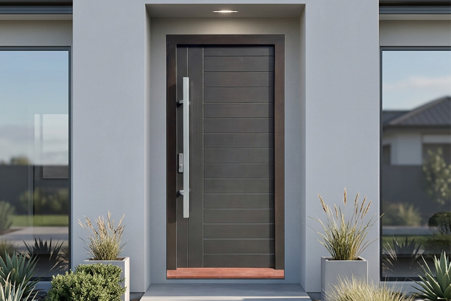 Modern horizontal timbers door Modern horizontal timbers door